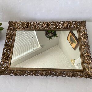 Antique Gold Mirror Framed Vanity Tray